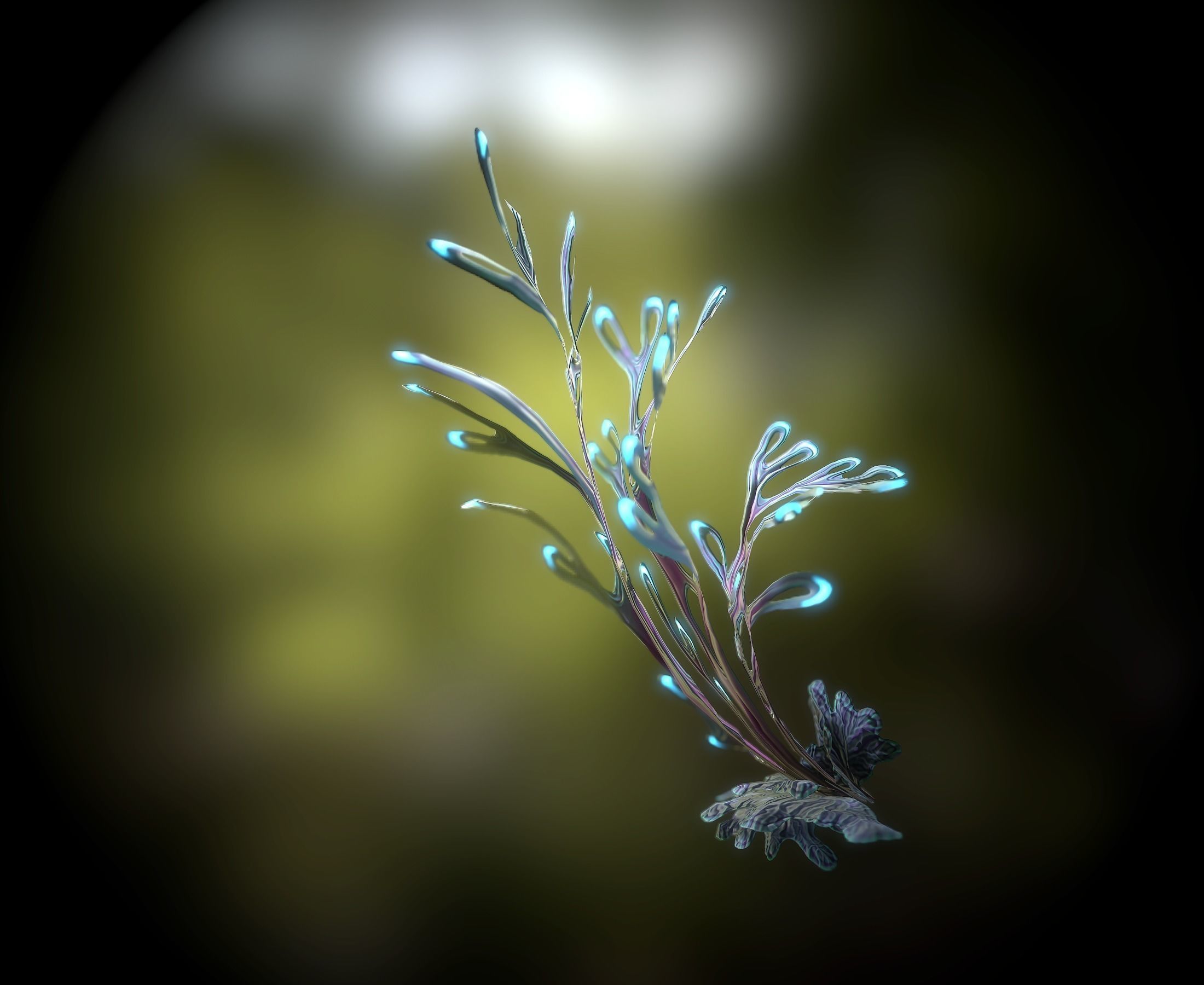 Alien Plant Fern Type 4 Low-poly 3D model_7