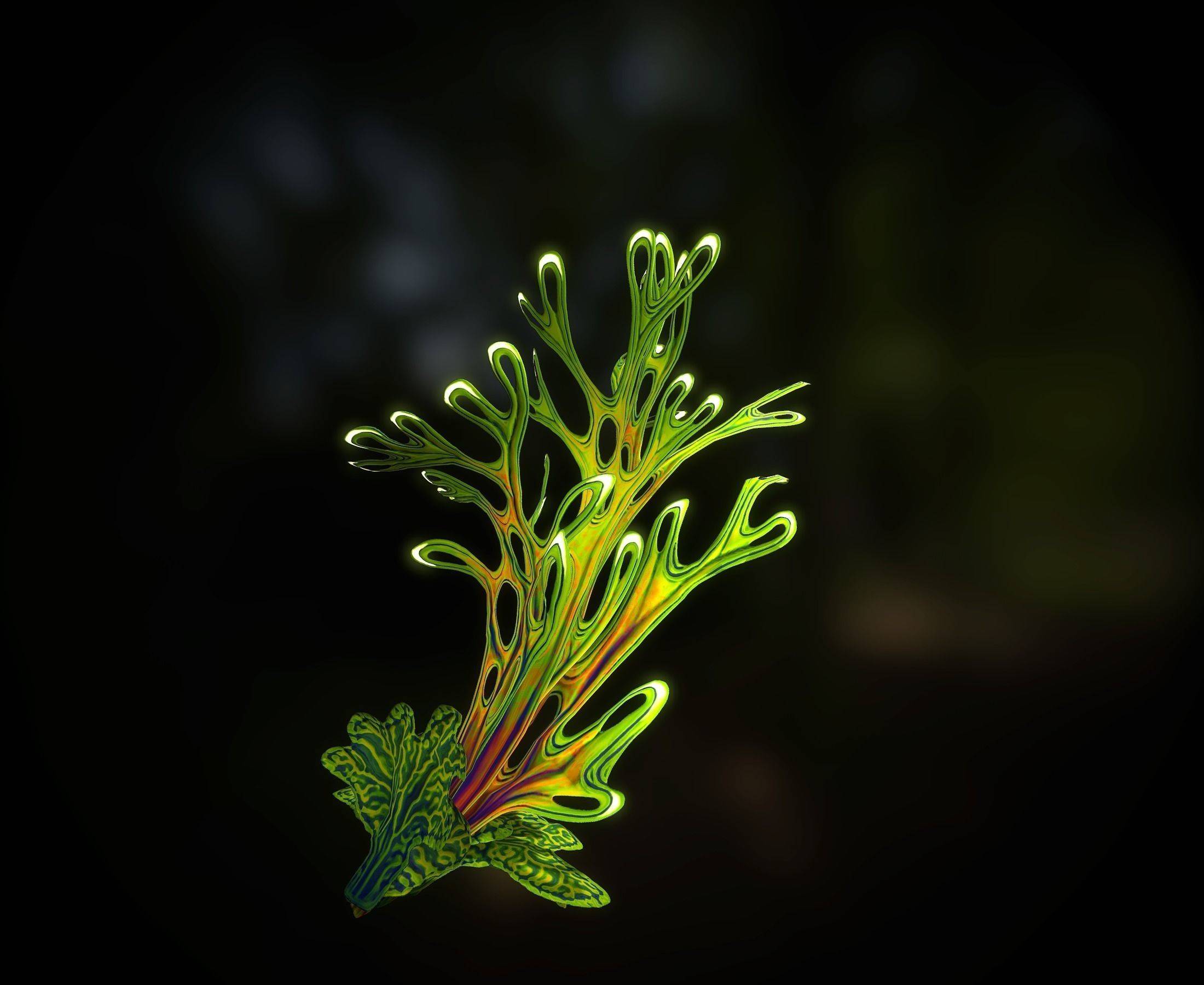 Alien Plant Fern Type 4 Low-poly 3D model_20
