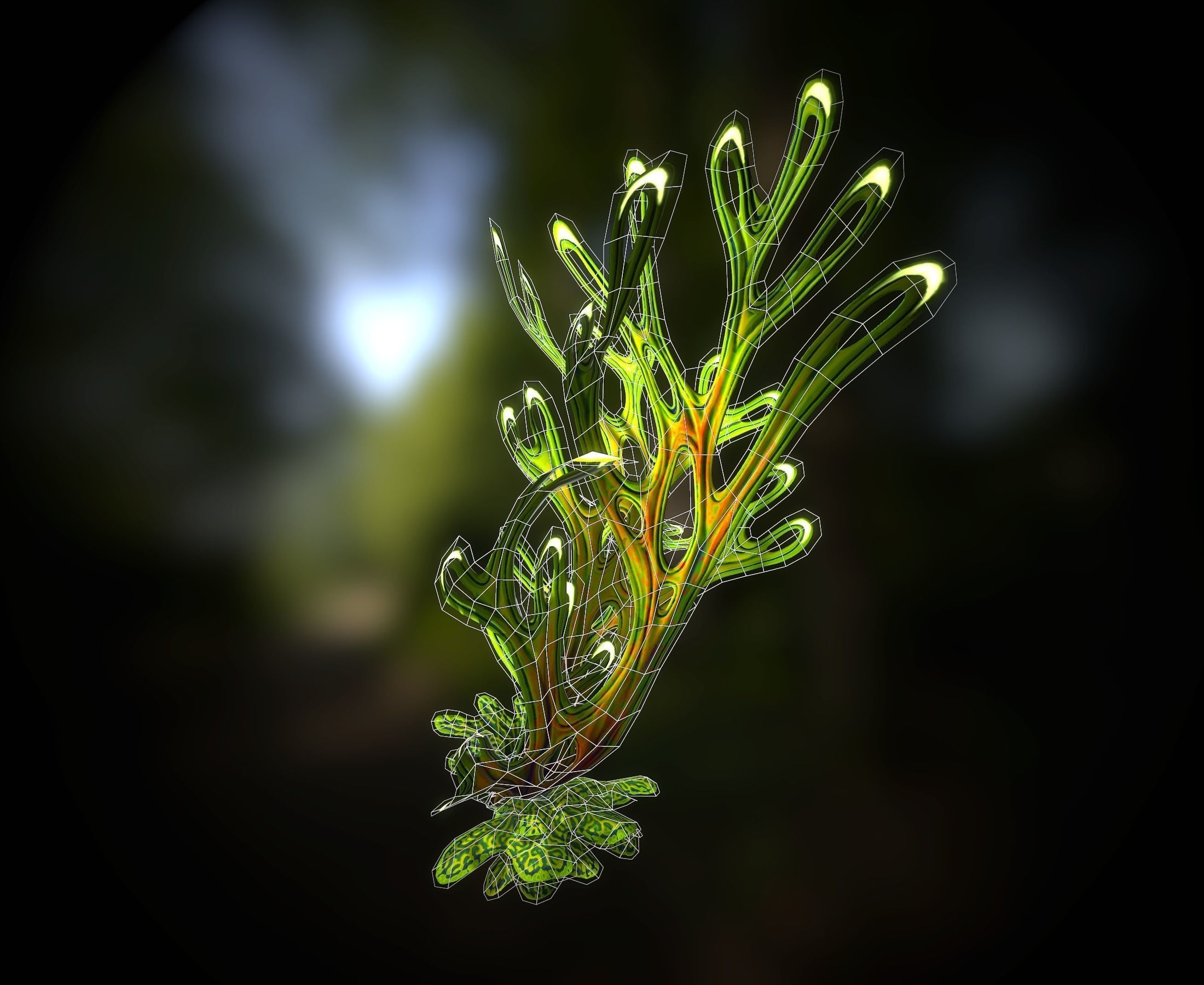 Alien Plant Fern Type 4 Low-poly 3D model_15