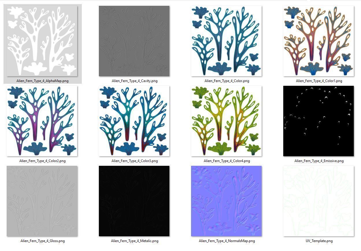 Alien Plant Fern Type 4 Low-poly 3D model_23