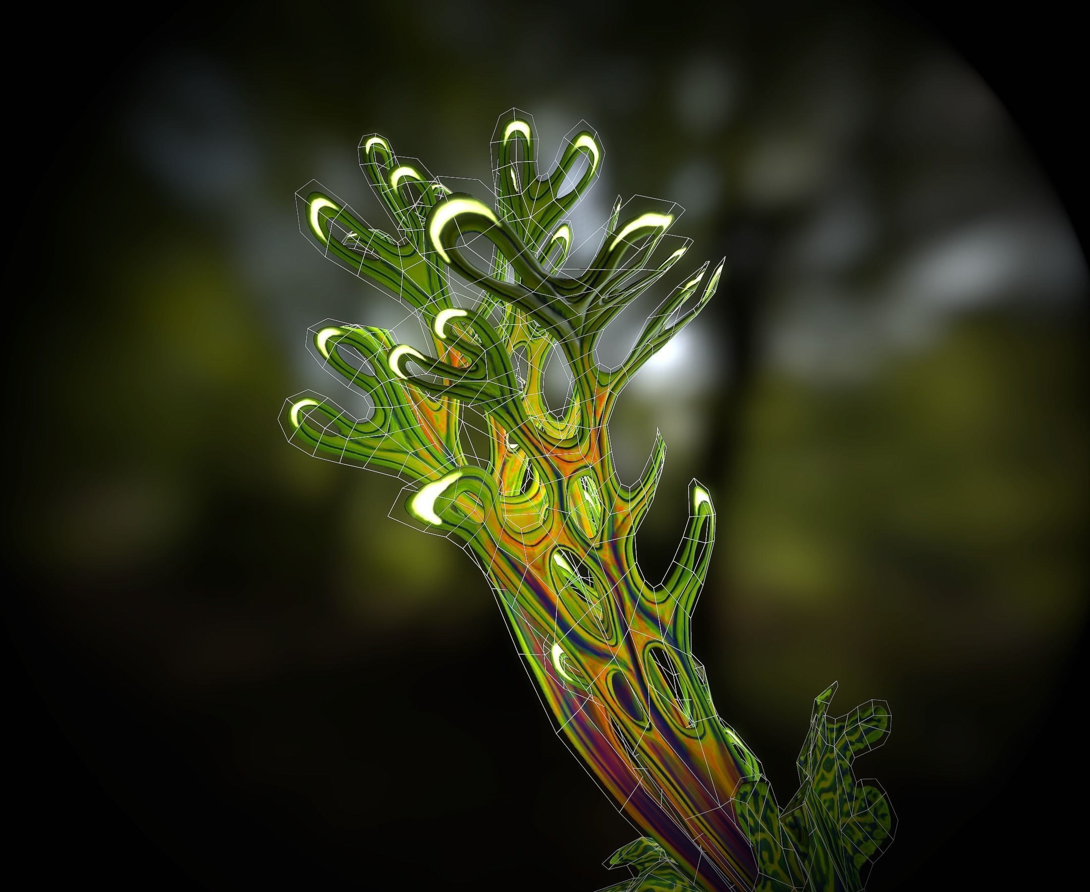 Alien Plant Fern Type 4 Low-poly 3D model_17