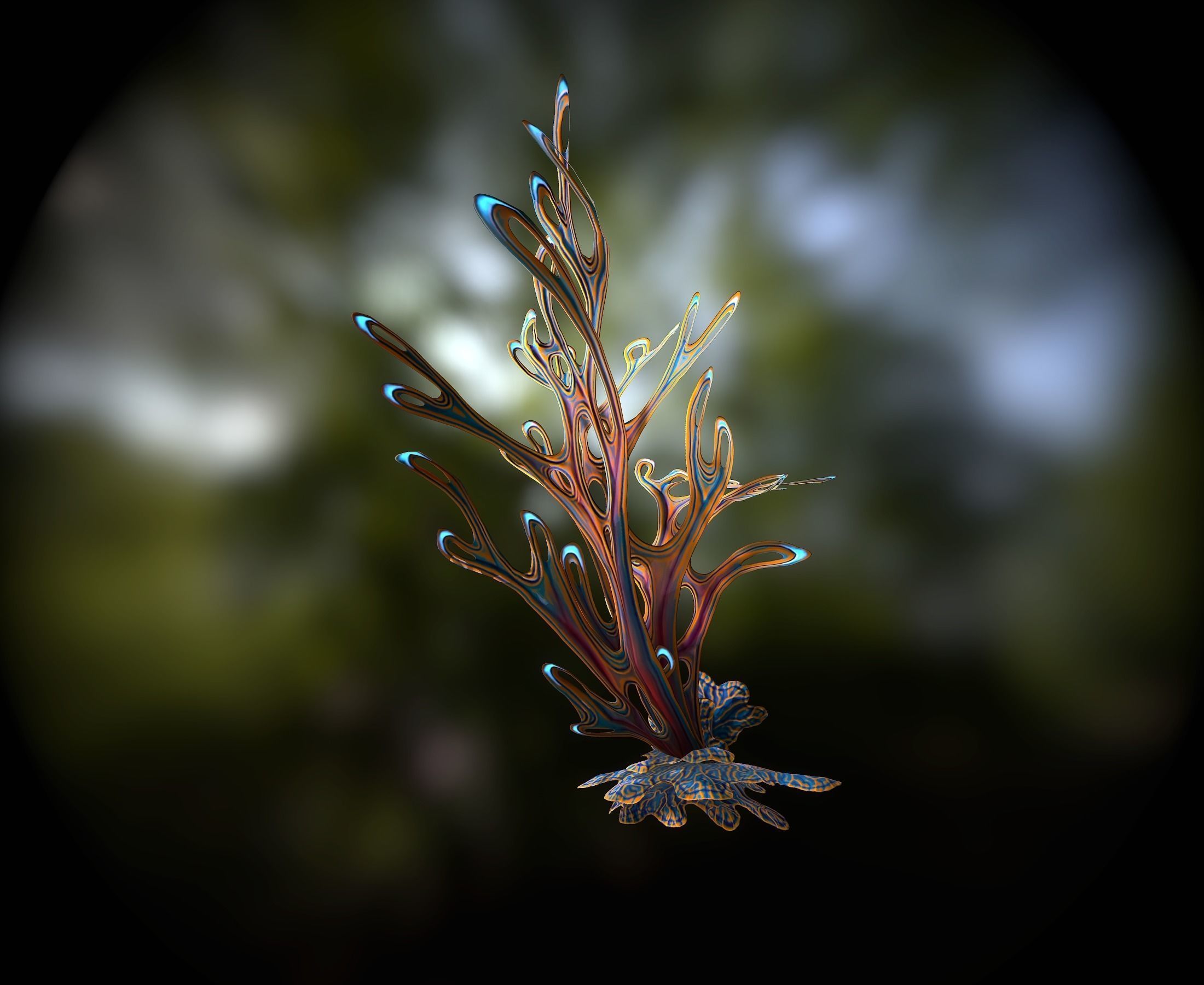 Alien Plant Fern Type 4 Low-poly 3D model_9