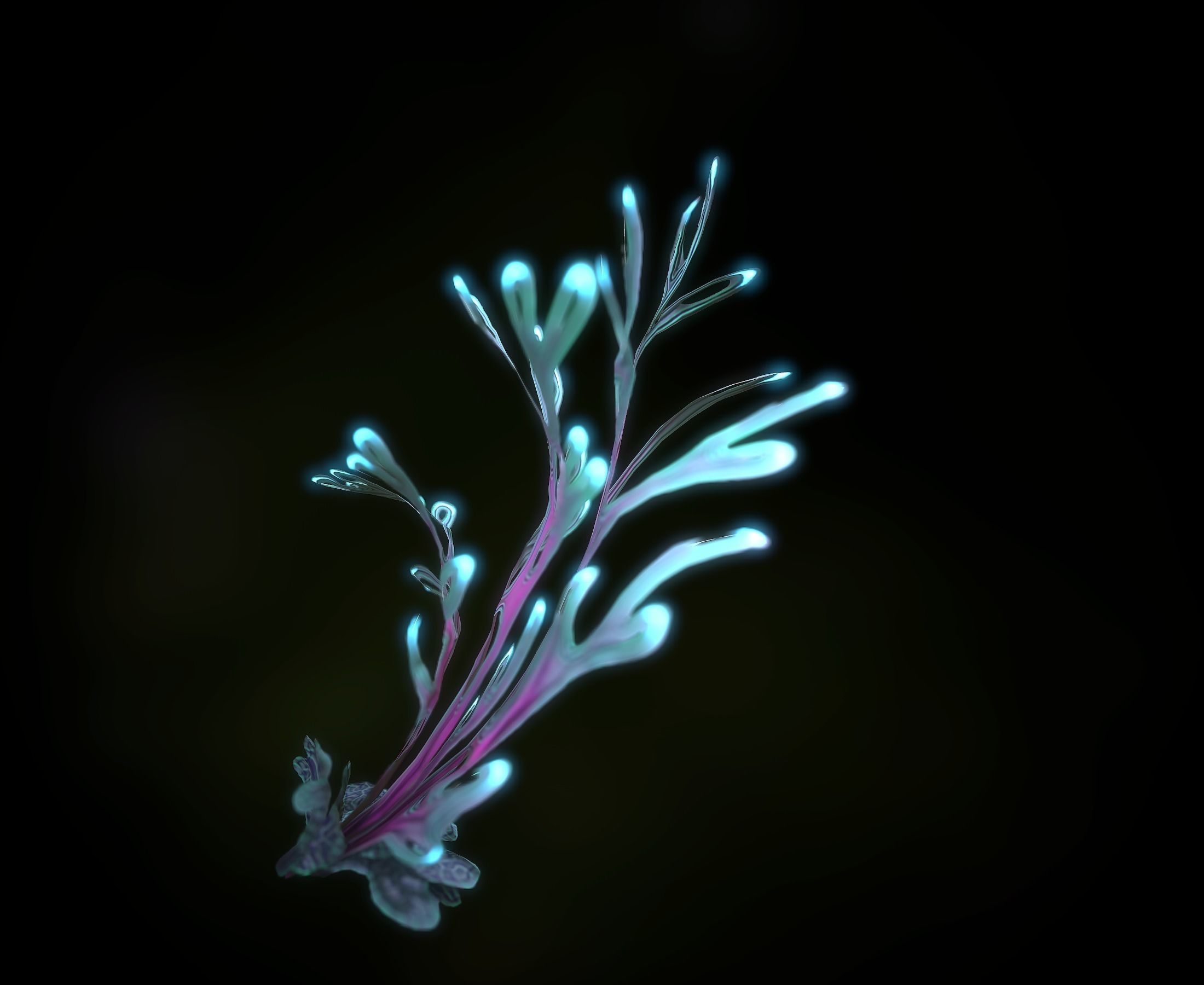 Alien Plant Fern Type 4 Low-poly 3D model_3
