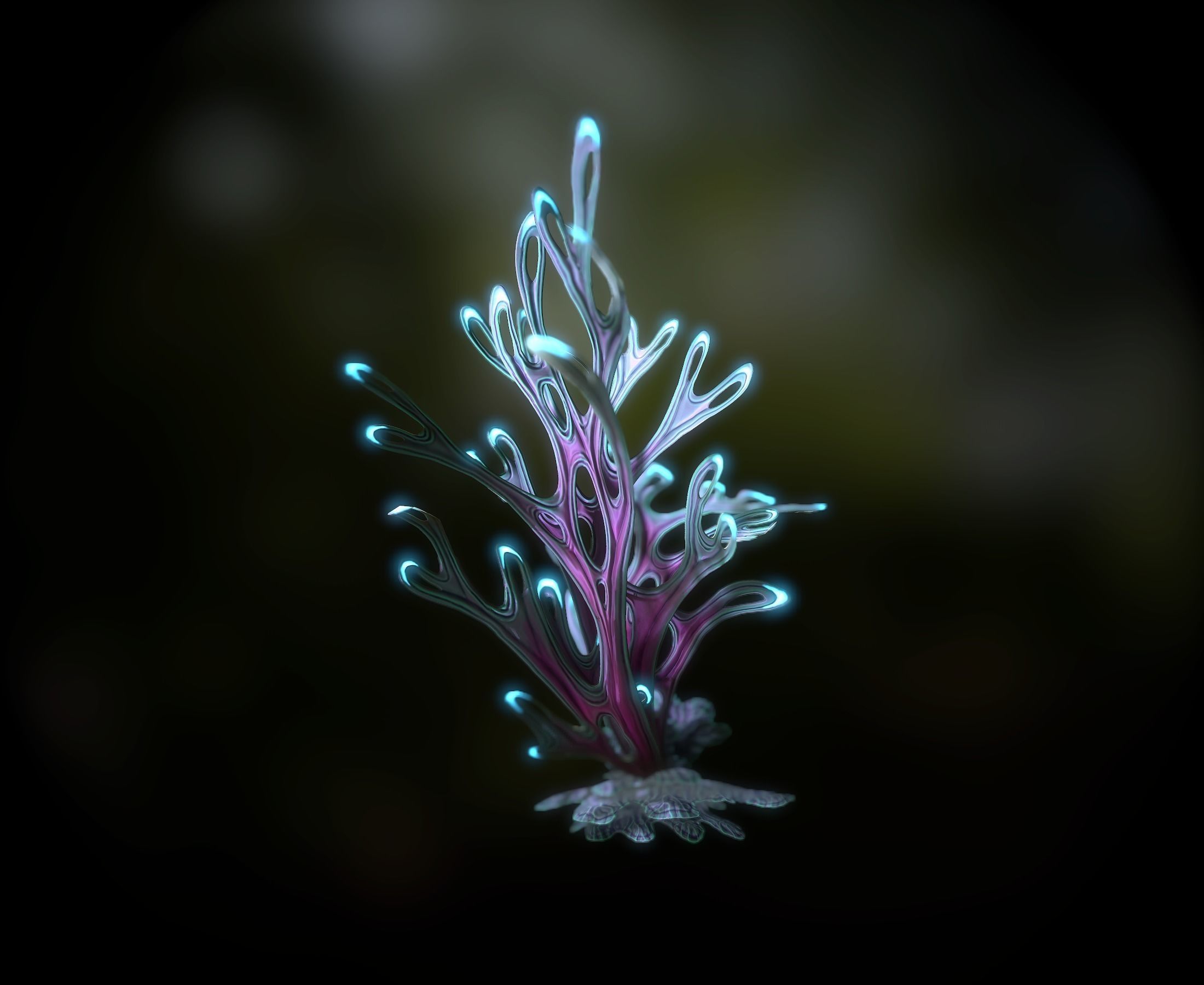 Alien Plant Fern Type 4 Low-poly 3D model_0