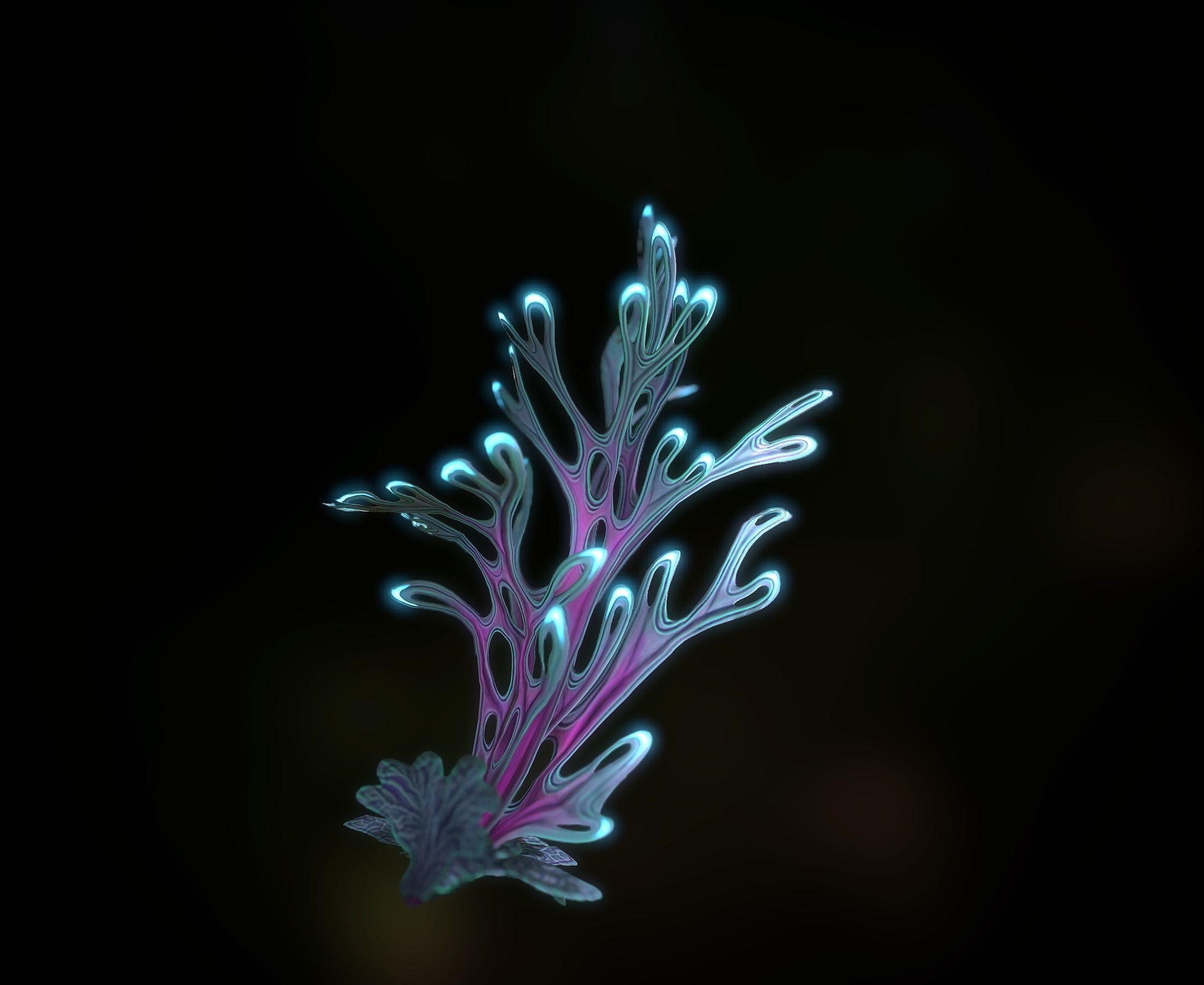 Alien Plant Fern Type 4 Low-poly 3D model_5