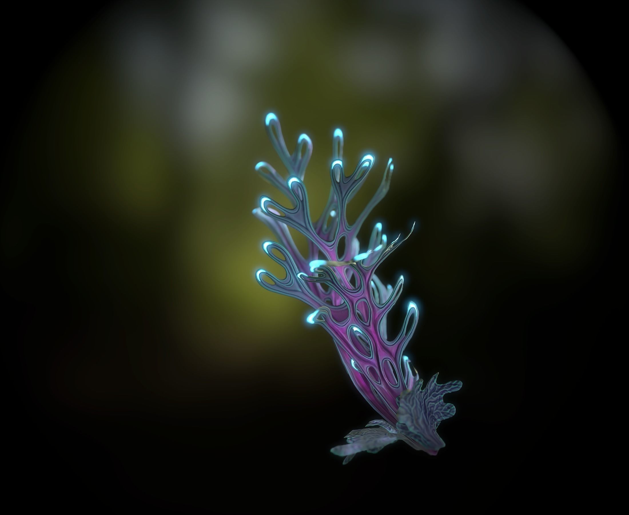 Alien Plant Fern Type 4 Low-poly 3D model_6