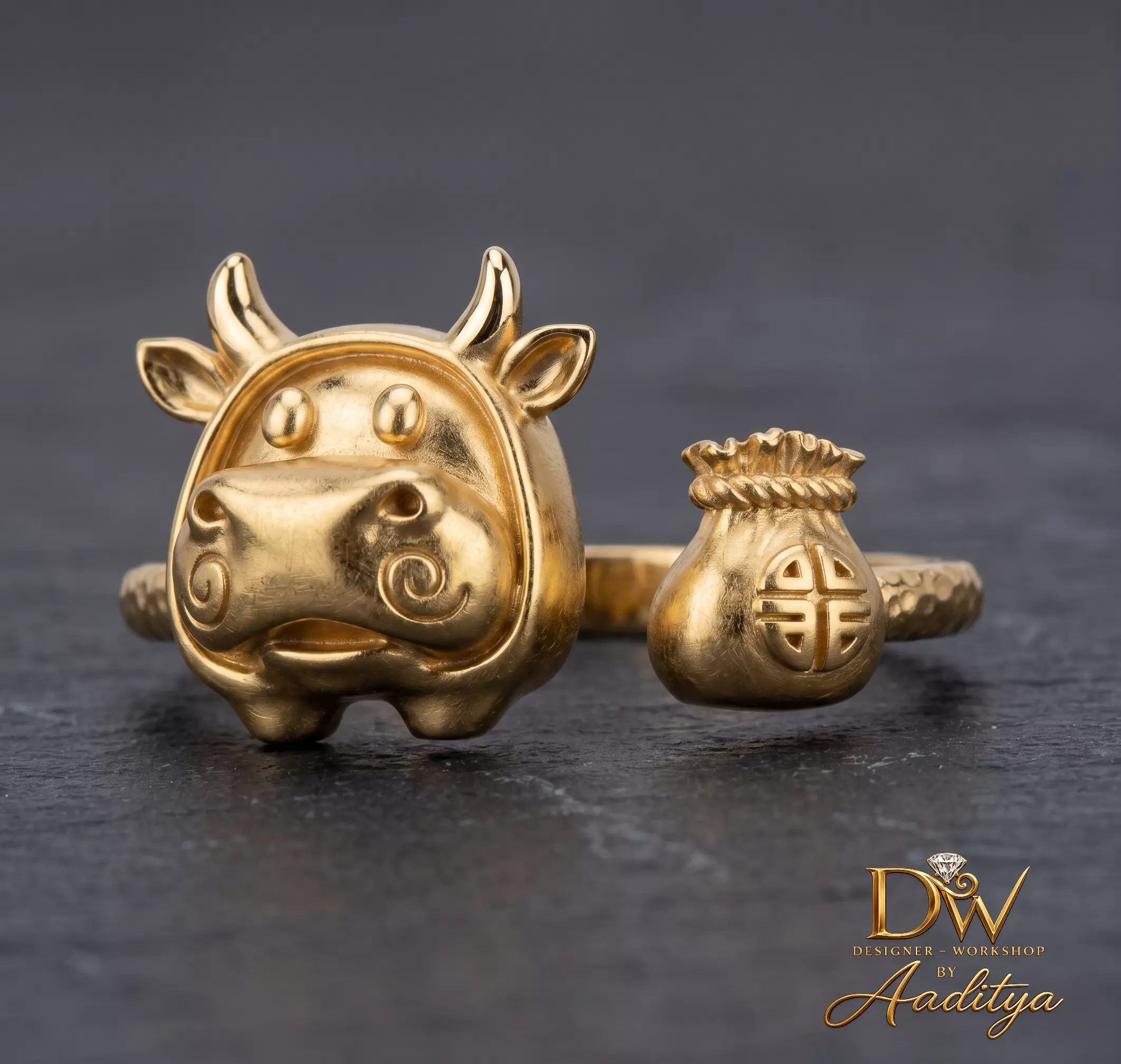 Cow Head Ring 3D print model