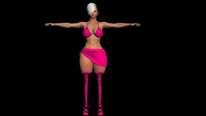 Sexy Punk Girl in Dress 3D model