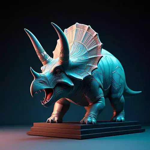 4317 Gothic Roaring Triceratops Dinosaur 3D Model STL