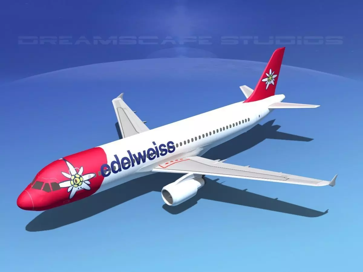 Airbus A320 LP Edelweiss Low-poly 3D model