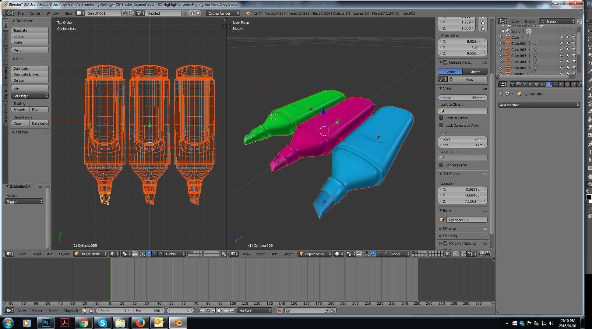 highlighter pens 3D model_1