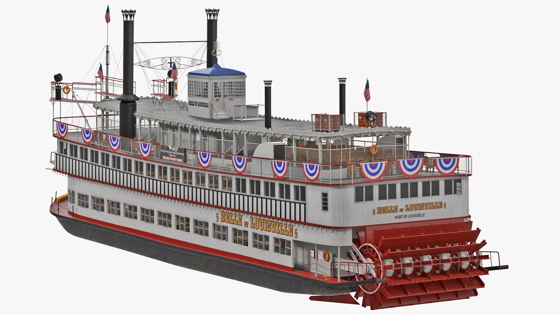 Belle of Louisville Riverboat Rigged for Maya 3D model