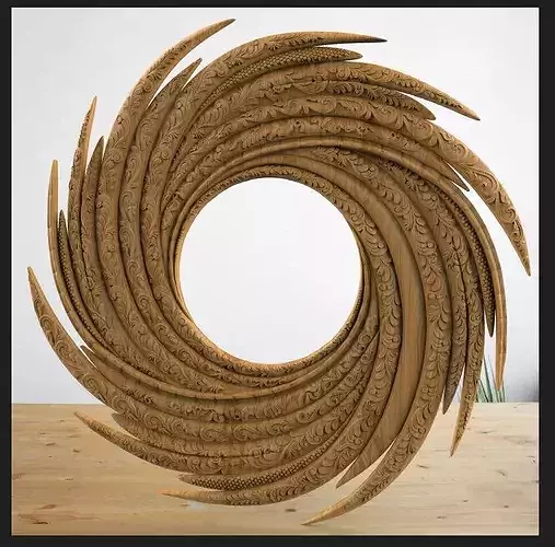 Classic Ornate Swirl Round Mirror Frame 3D Relief STL RLF
