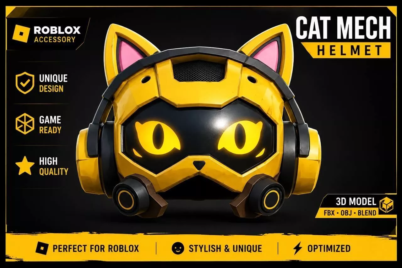 Roblox Hat Sci-fi Cat Ears Low-poly 3D model