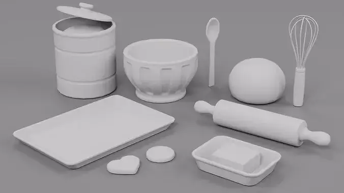 Cozy Baking Set Props Low-poly 3D model 3