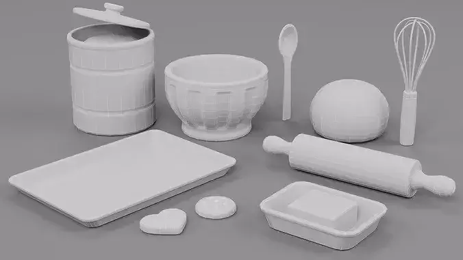 Cozy Baking Set Props Low-poly 3D model 4