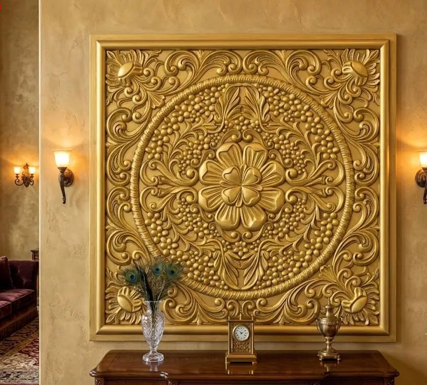 Luxury Baroque Square Floral Panel 3D Relief STL RLF 3D model