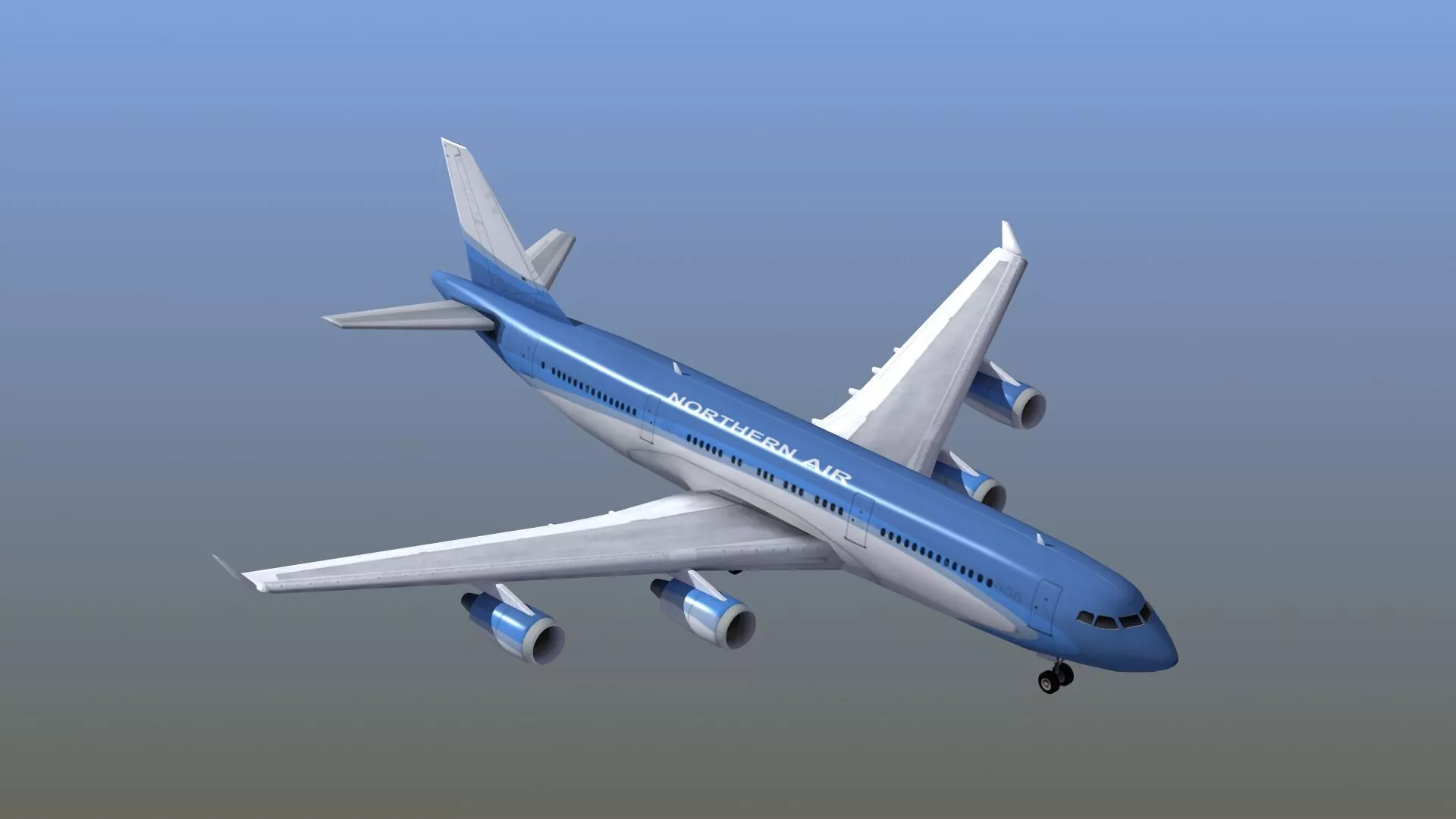 A340 Airbus Wide Body Passenger Airliner Game Ready 3D Model Low-poly 3D model