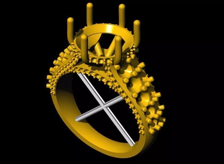French Cut Diamond Cluster Wedding Ring 3dm file 3D print model