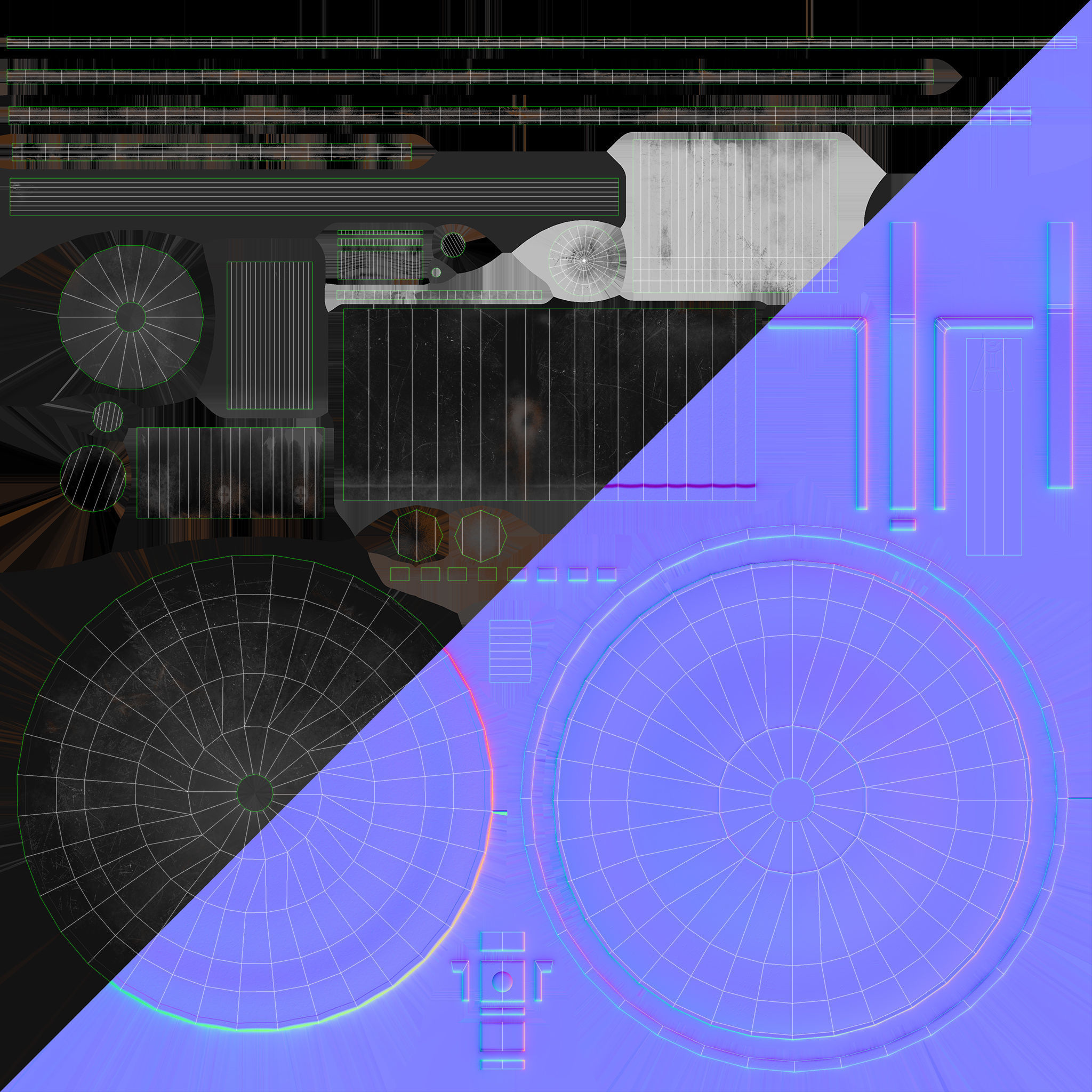 Industrial Overhead Light Fixture Game Ready PBR Textures Low-poly 3D model_15