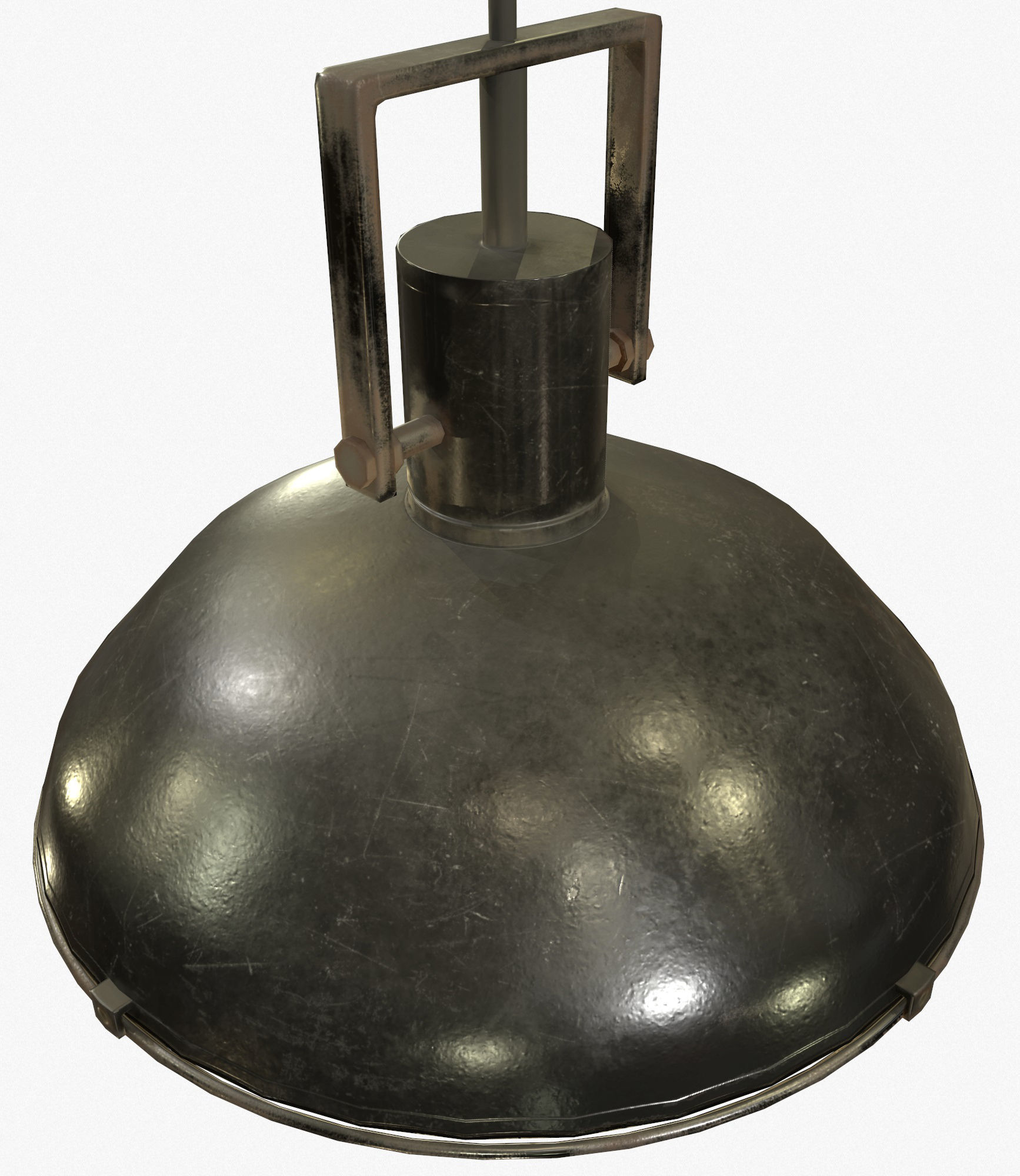Industrial Overhead Light Fixture Game Ready PBR Textures Low-poly 3D model_2