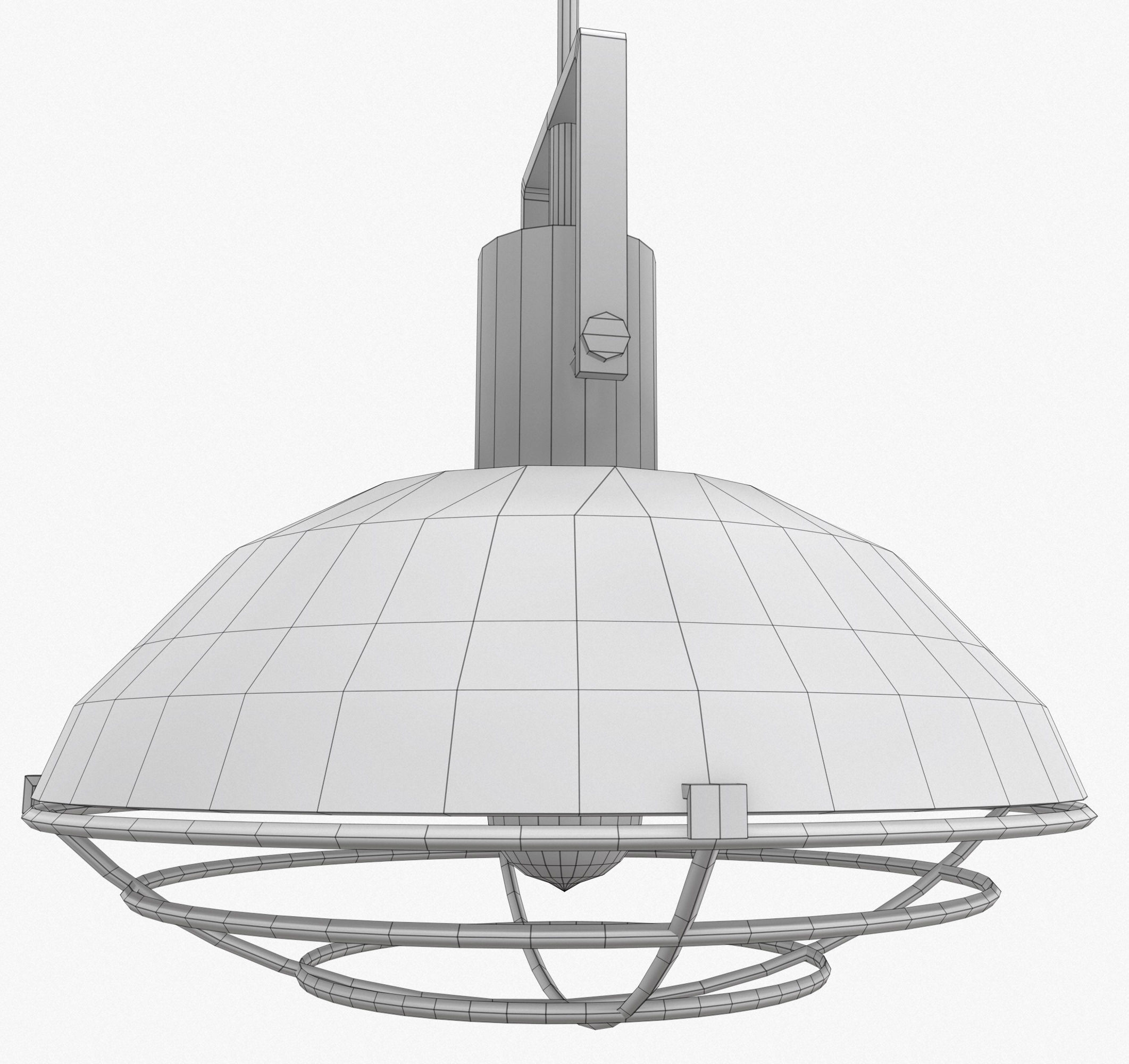 Industrial Overhead Light Fixture Game Ready PBR Textures Low-poly 3D model_9