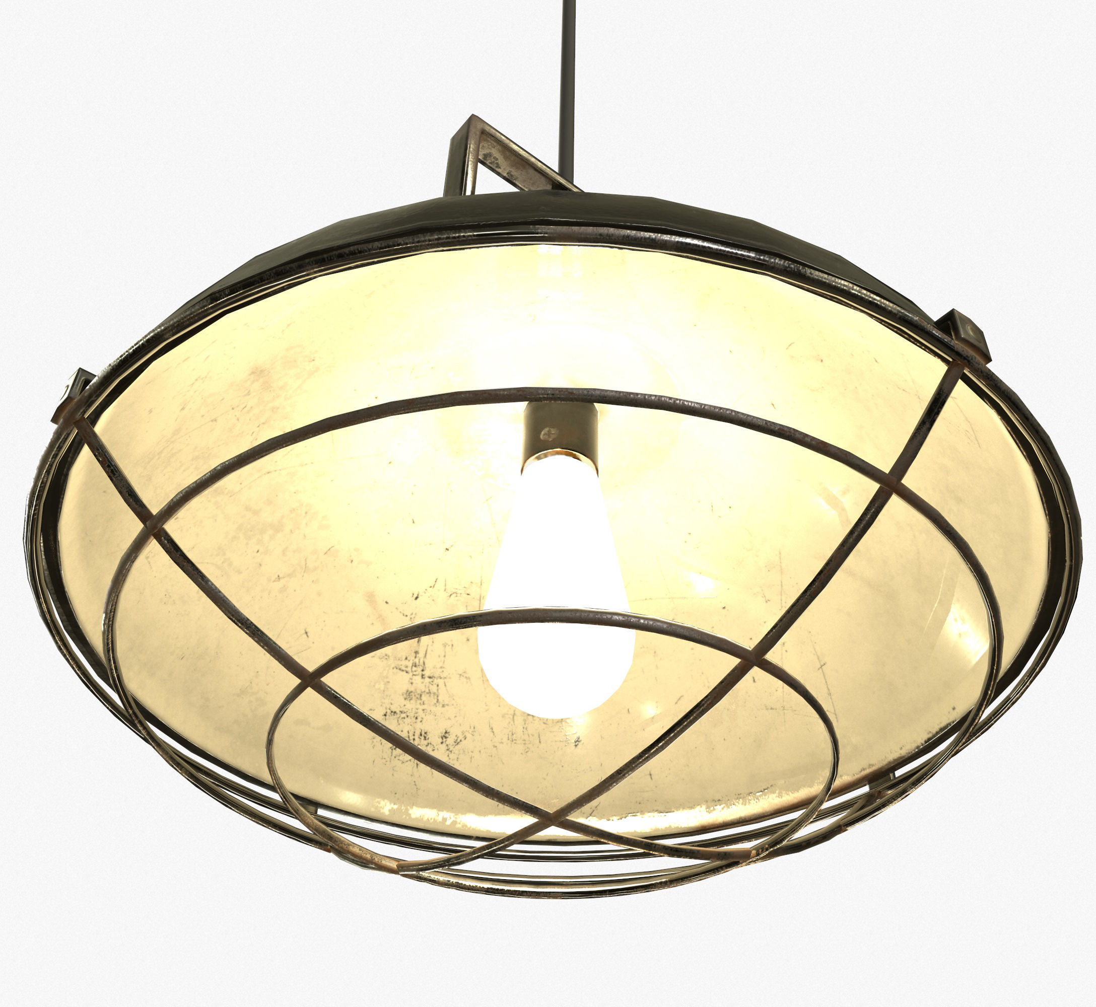 Industrial Overhead Light Fixture Game Ready PBR Textures Low-poly 3D model_1