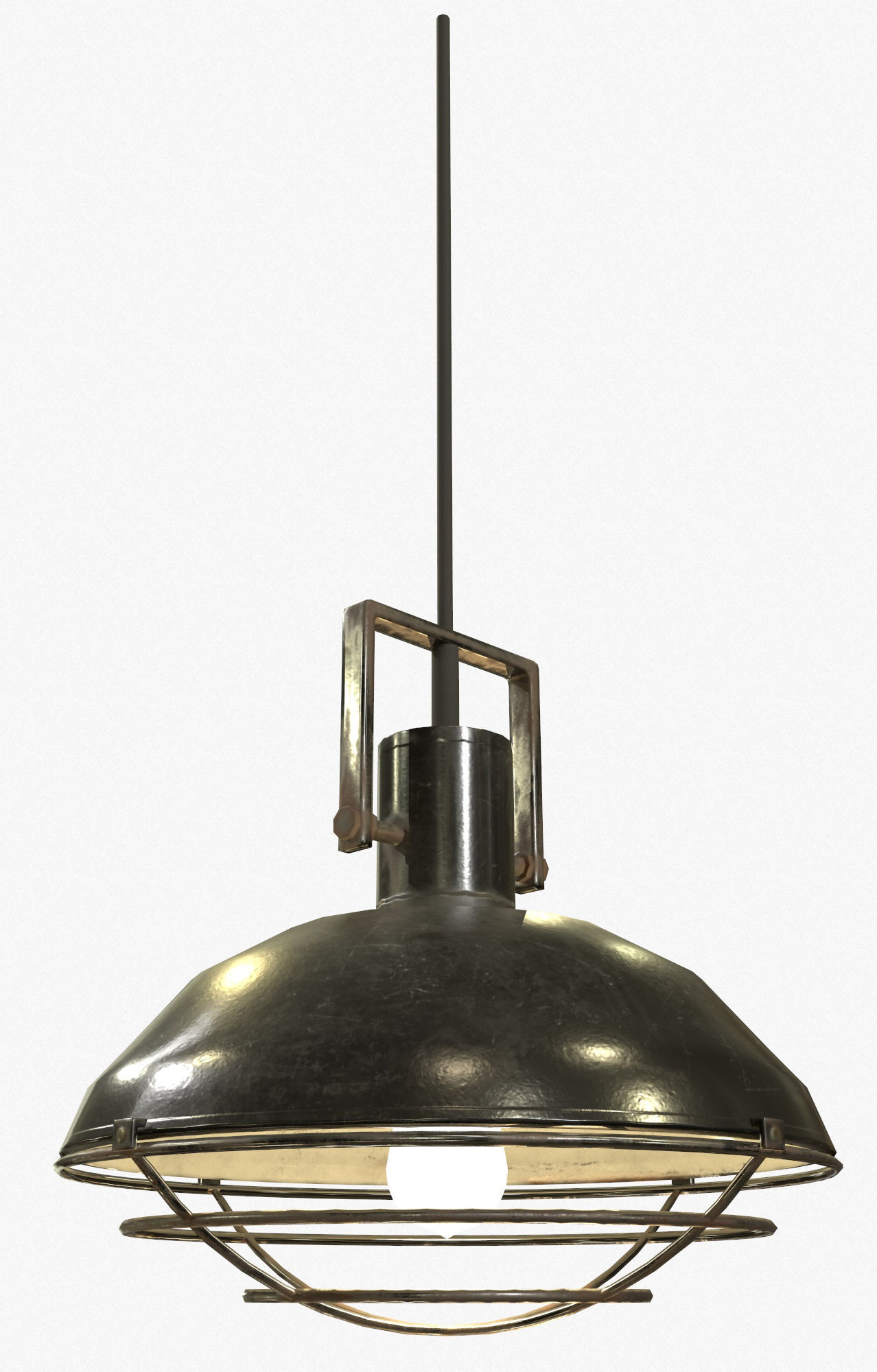 Industrial Overhead Light Fixture Game Ready PBR Textures Low-poly 3D model_4