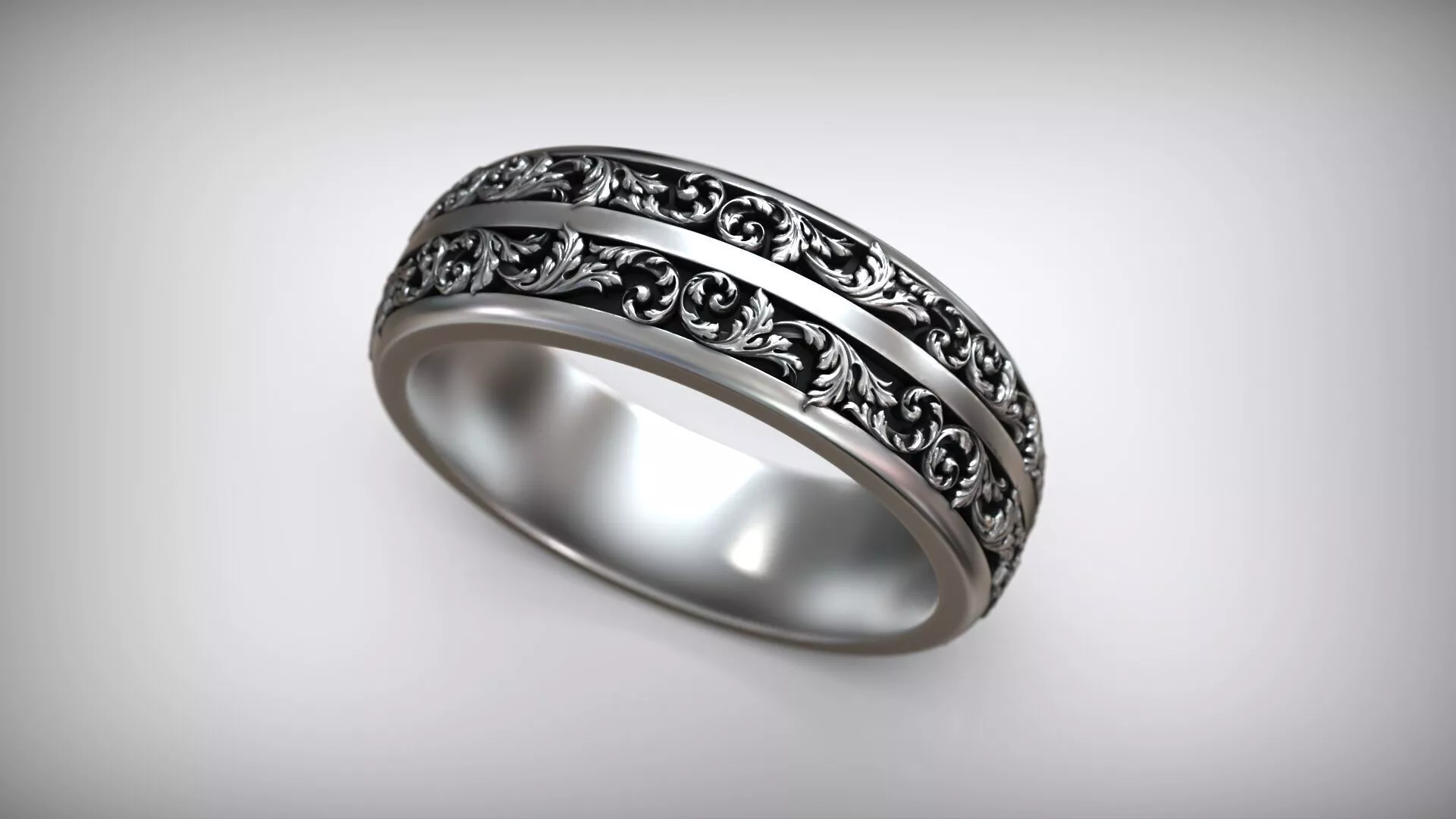 Baroque Double Scroll Wedding Vintage Ornate Band 3D print model