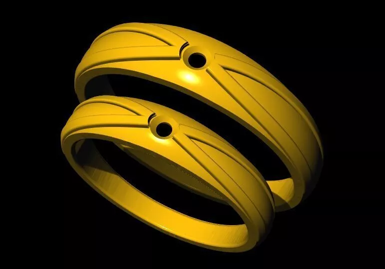 solitaire couple band ring 3dm file 3D print model