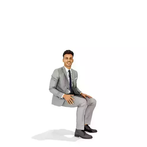 Sitting business man in a grey suit