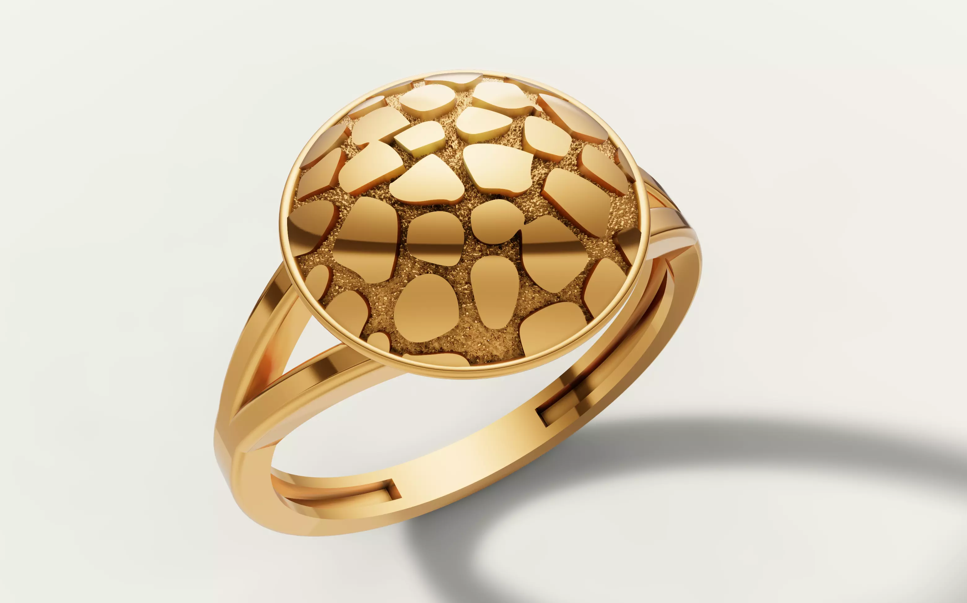 Round Nugget Ring Textured With Split Shank 3D print model