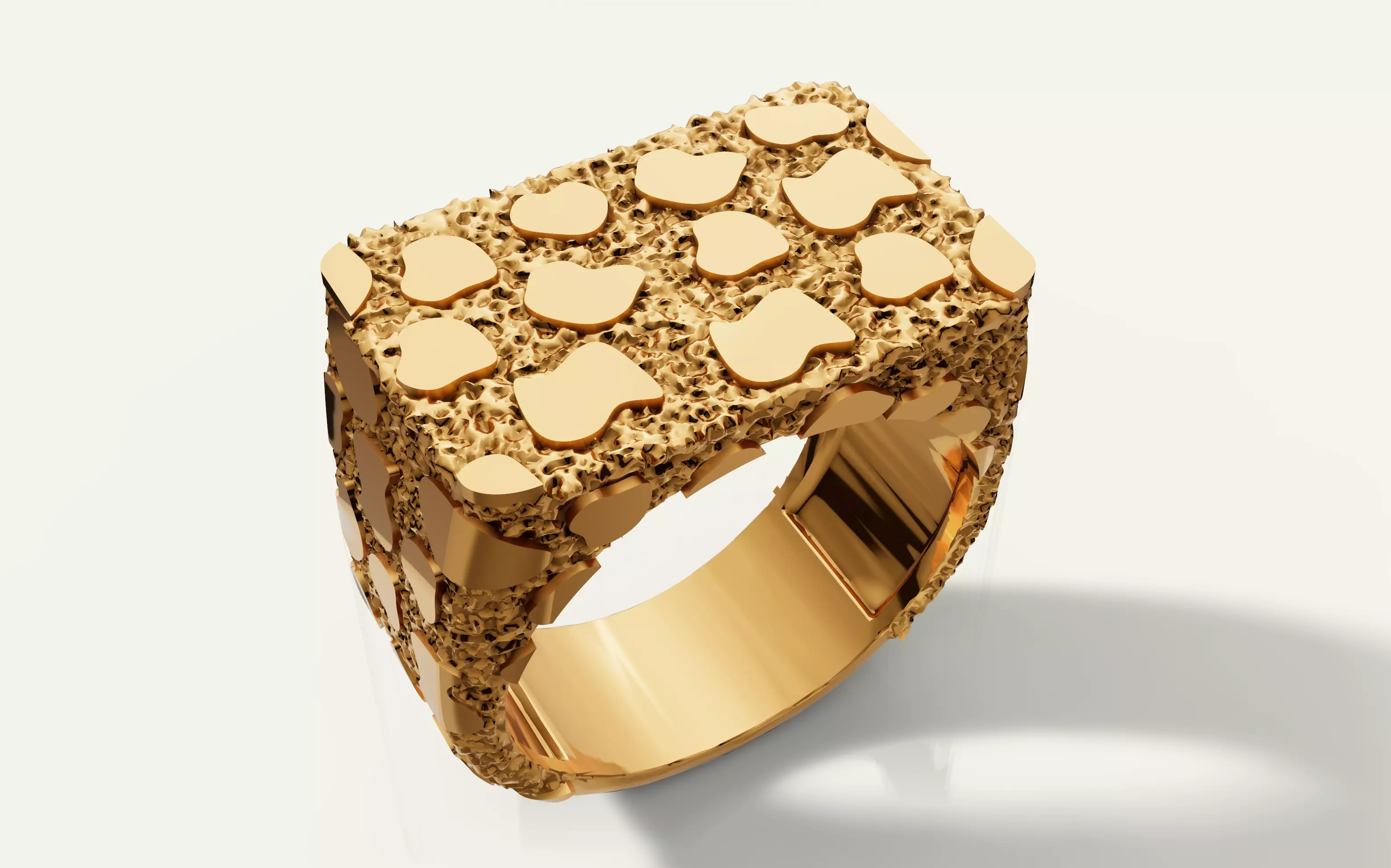 Nugget Ring Textured Signet Ring 3D print model