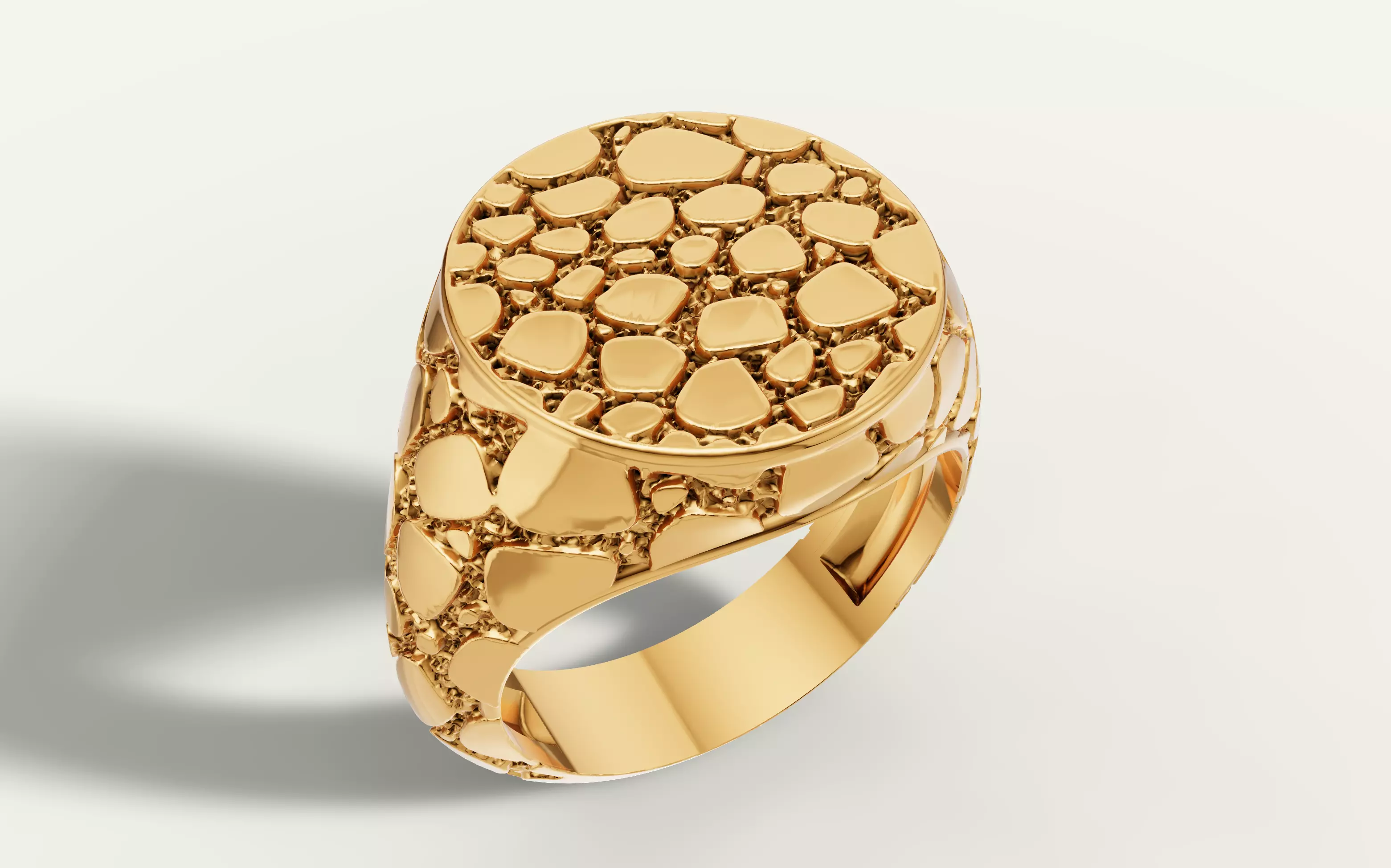 Signet Round Nugget Ring US 7 Size 3D print model