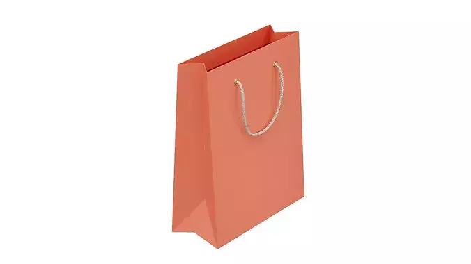Orange Paper Bag Low-poly 3D model 7