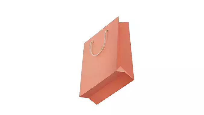 Orange Paper Bag Low-poly 3D model 3