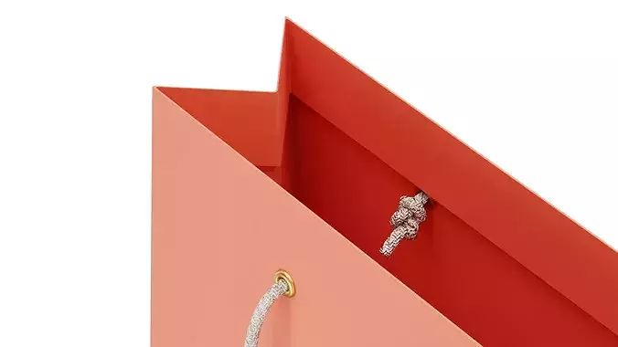 Orange Paper Bag Low-poly 3D model 4