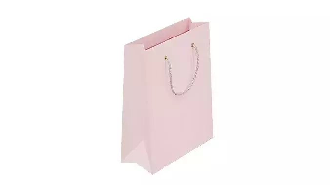 Pink Paper Bag Low-poly 3D model 7
