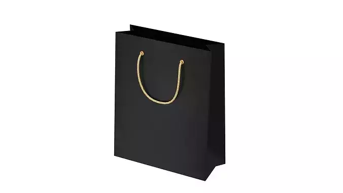 Black Paper bag Low-poly 3D model 6