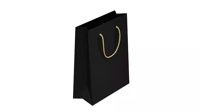 Black Paper bag Low-poly 3D model 7