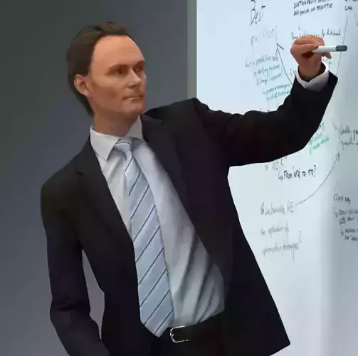 Man in suit giving a presentation 3D model