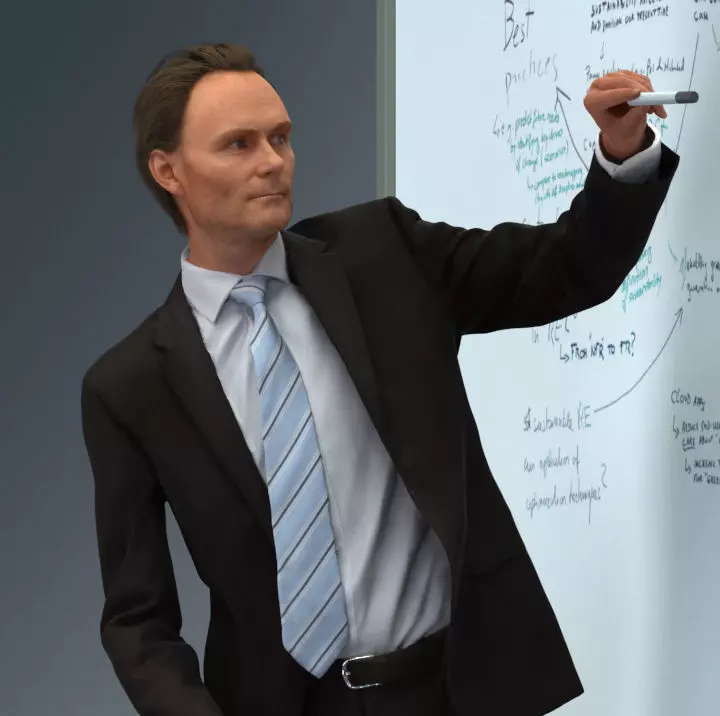 Man in suit giving a presentation 3D model_0