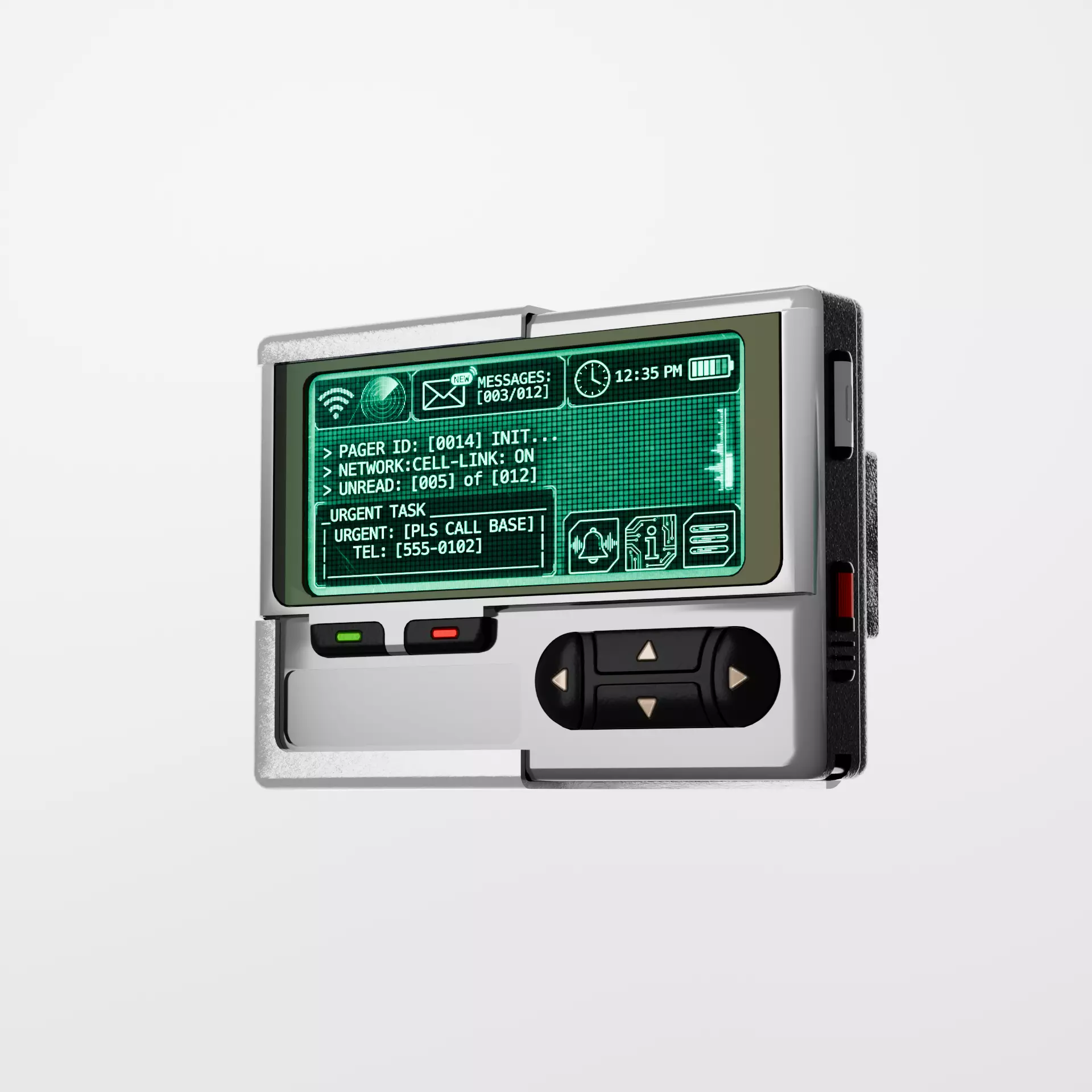 Pager or Beeper Retro Futuristic Style 3D model