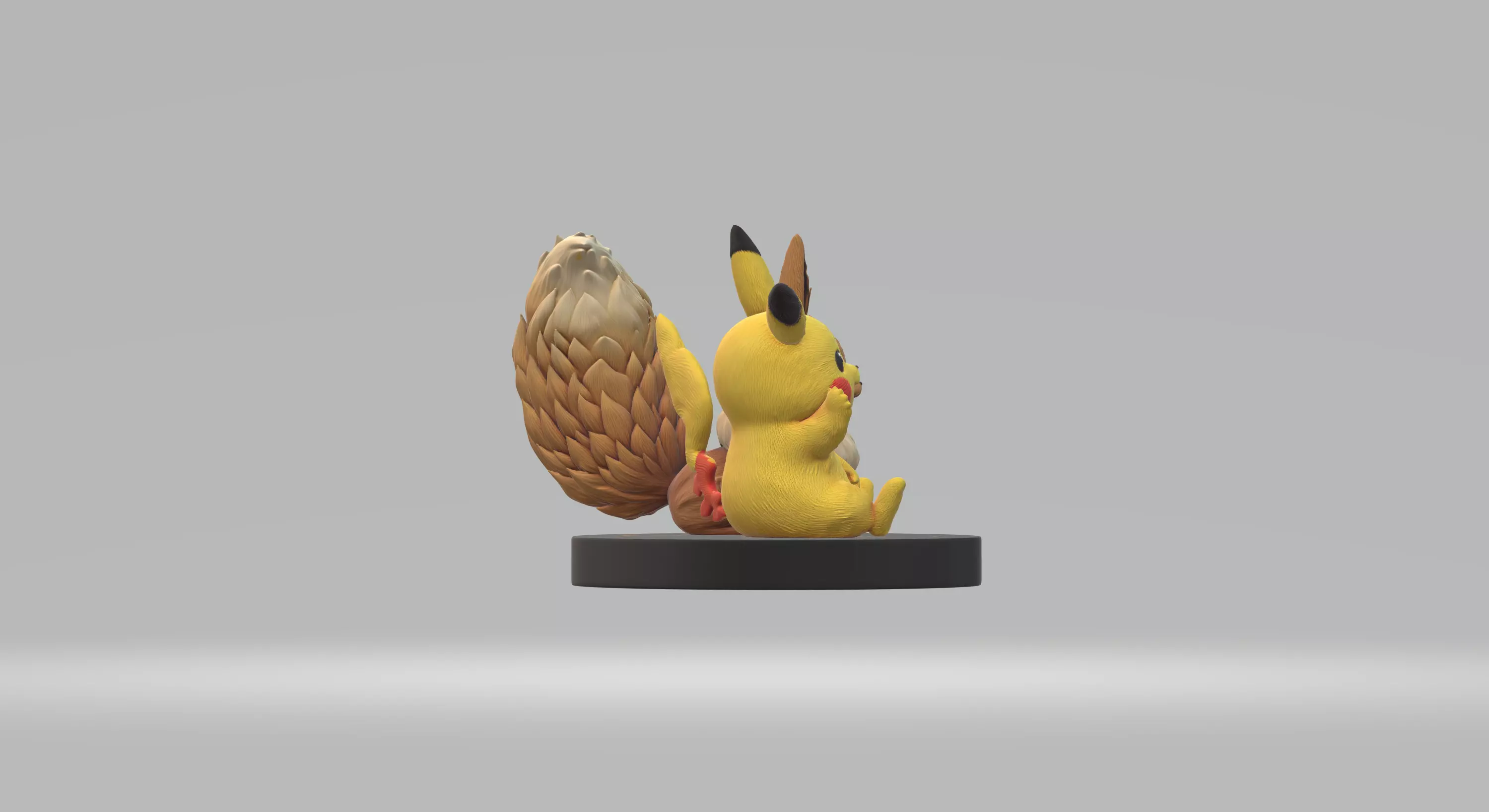 Pikachu and Eevee Cute Companion Statue 3D Printable Figure 3D print model