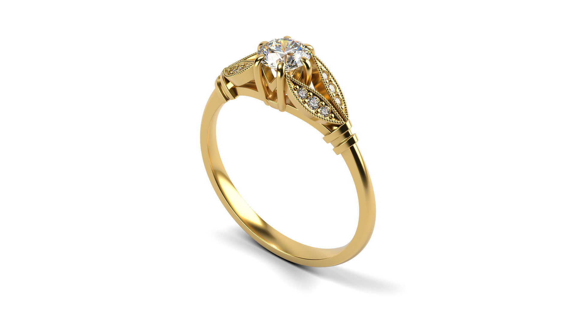 Edwardian Style Engagement Ring 3D print model_1