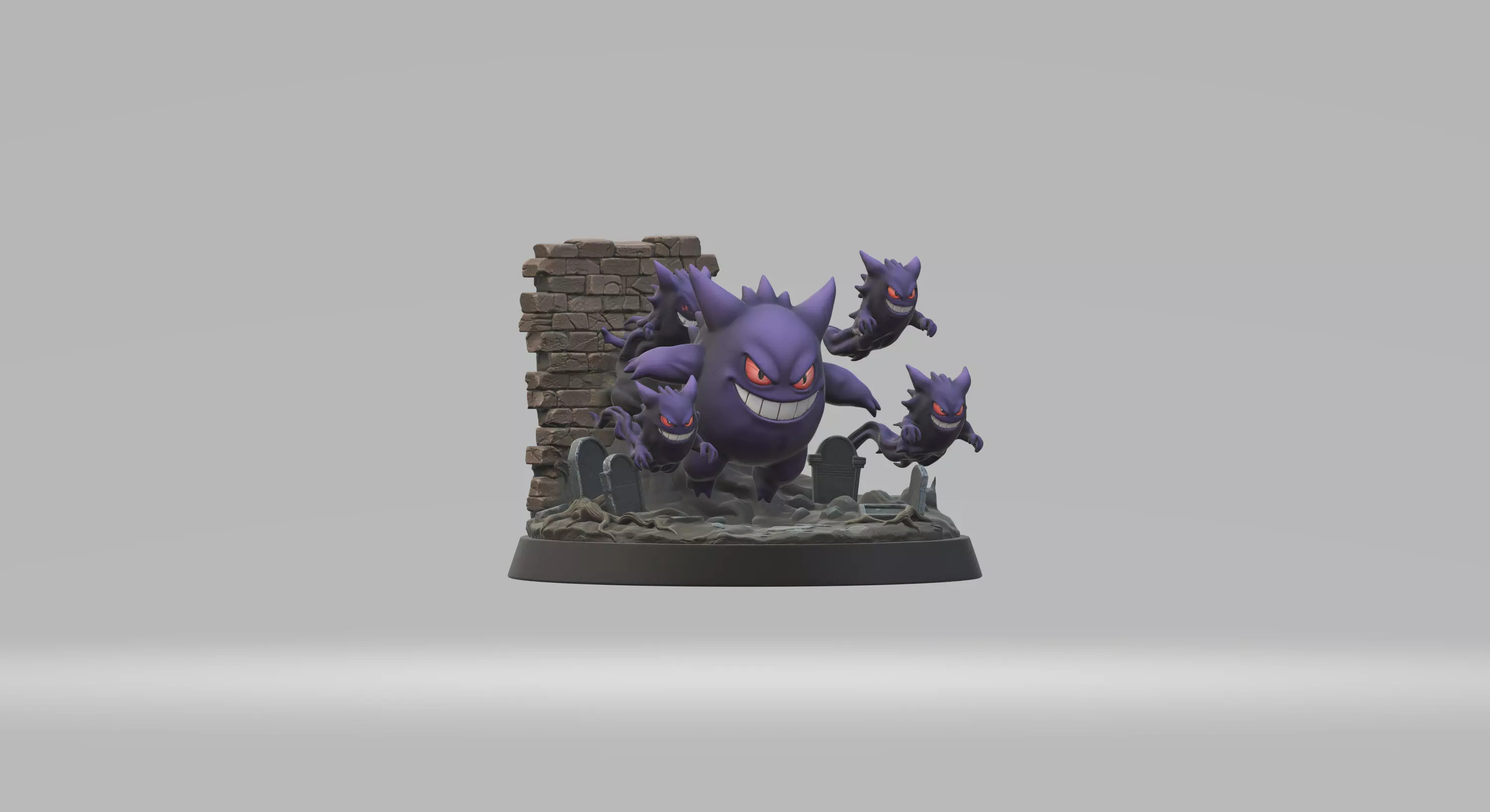 Gengar Shadow Ambush Diorama - 3D Printable Ghost Statue 3D print model