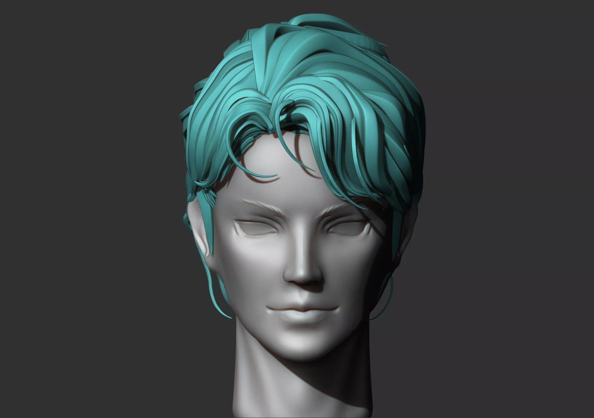stylized male anime hair lowpoly character Low-poly 3D model