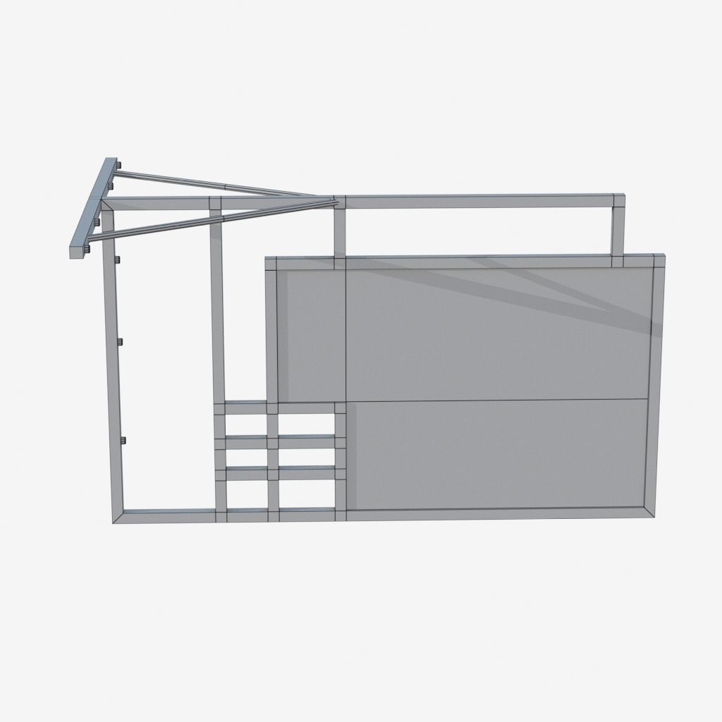 Signboard metal frame 3D model_6