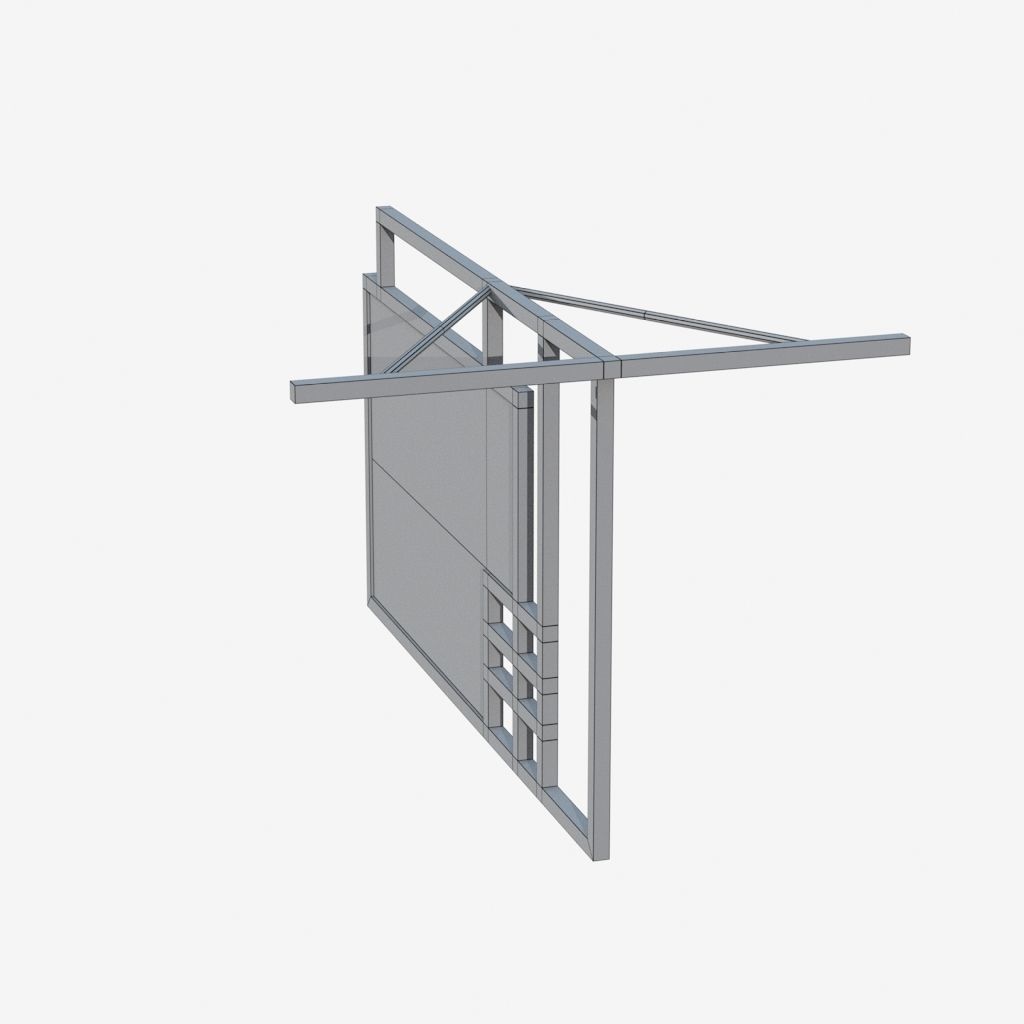 Signboard metal frame 3D model_7
