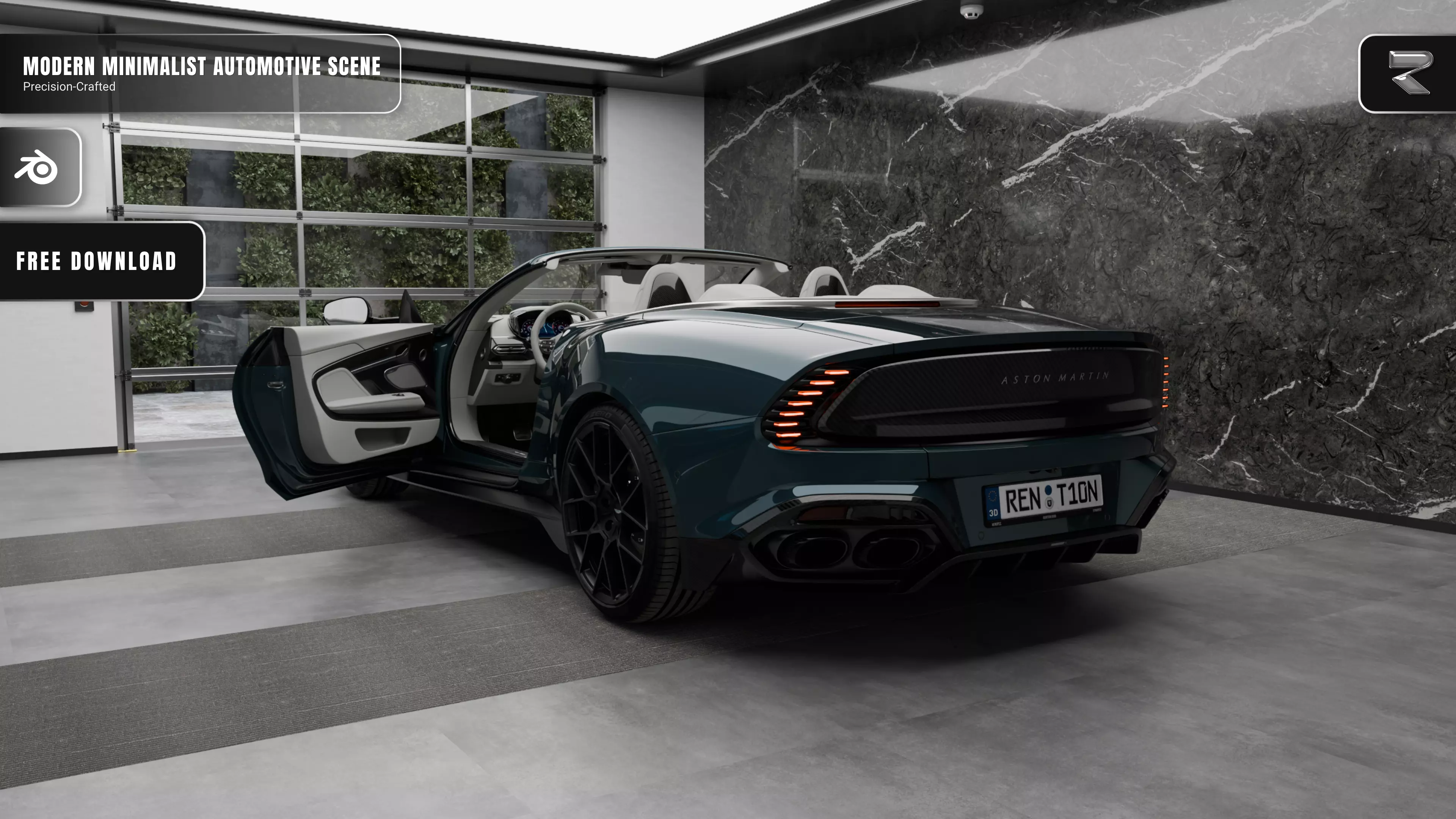 Free Modern Minimalist Automotive Scene Blender Project File Free 3D model